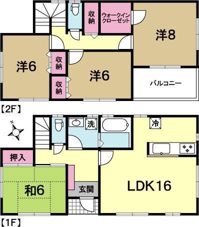 Floor plan. 22,800,000 yen, 4LDK, Land area 211.08 sq m , Building area 104.33 sq m