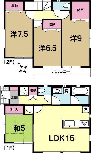 Floor plan. 22,800,000 yen, 4LDK, Land area 200 sq m , Building area 95.98 sq m