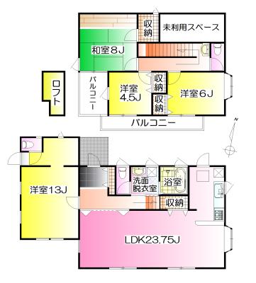 Floor plan. 22,800,000 yen, 4LDK + S (storeroom), Land area 212.36 sq m , Building area 134.41 sq m floor plan: 910 module
