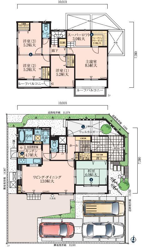 Floor plan. (No.7), Price 34,505,000 yen, 4LDK, Land area 191.66 sq m , Building area 121.72 sq m