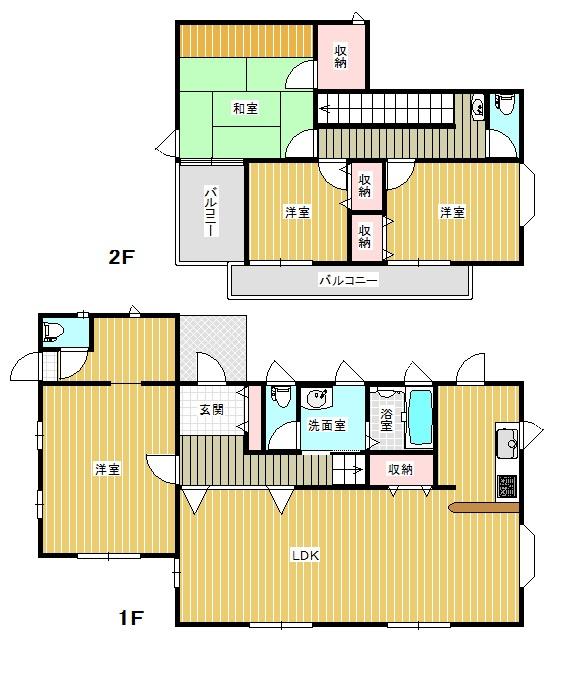 Floor plan. 22,800,000 yen, 4LDK + S (storeroom), Land area 212.36 sq m , Building area 134.41 sq m