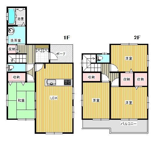 Floor plan. 17.4 million yen, 4LDK, Land area 152 sq m , Building area 97.7 sq m