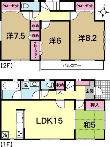 Floor plan. 21,800,000 yen, 4LDK, Land area 182.79 sq m , Building area 98.01 sq m