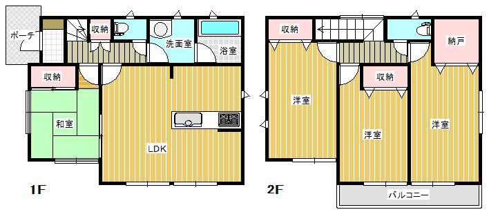Floor plan. 22,800,000 yen, 4LDK, Land area 200 sq m , Building area 95.98 sq m