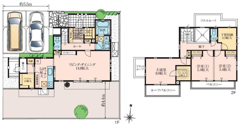 Floor plan. 30,800,000 yen, 3LDK, Land area 180.67 sq m , Konishi building area 106.4 sq m life Town Nagahori 1-2