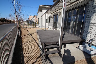 Garden. Wood deck with a garden!
