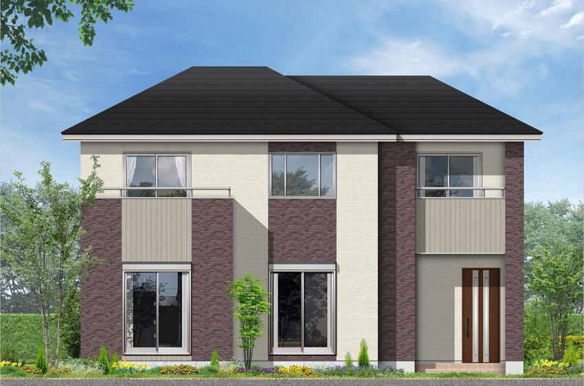 Rendering (appearance). House with a refreshing sense of directing twin balcony (1 Building) Rendering