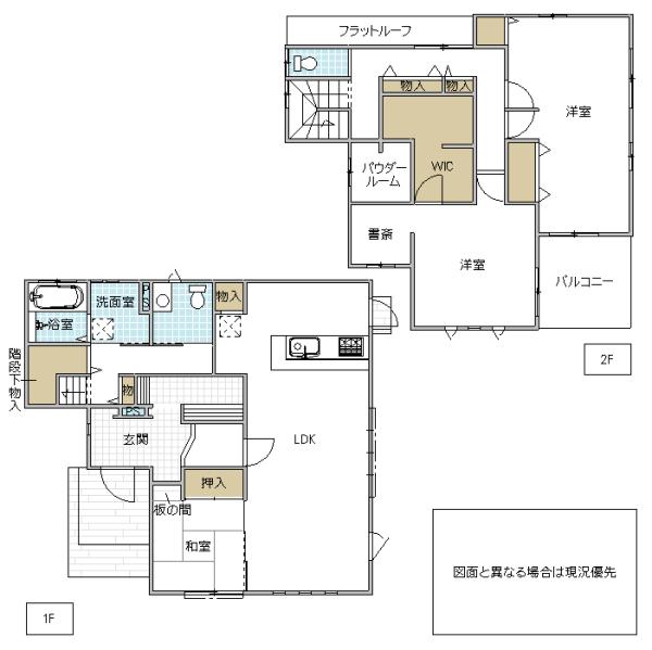 Floor plan. 38,500,000 yen, 3LDK + S (storeroom), Land area 292.47 sq m , Building area 142.24 sq m shoes cloak, Is 3LDK + DEN with a roof balcony.  2F of Western-style You can also use in charge. 