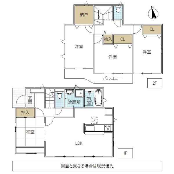 Floor plan. 22,800,000 yen, 4LDK + S (storeroom), Land area 181.21 sq m , Building area 98.81 sq m
