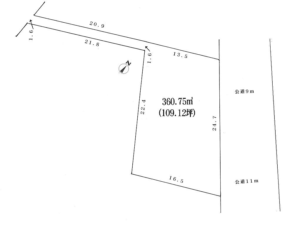 Compartment figure. Land price 10.8 million yen, Land area 360.75 sq m
