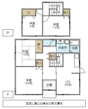 Floor plan. 13.8 million yen, 4LDK, Land area 257.28 sq m , Building area 102 sq m
