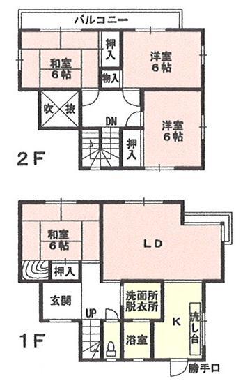 Floor plan. 12.8 million yen, 4LDK, Land area 216.29 sq m , Building area 96.88 sq m