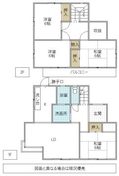 Floor plan. 13.8 million yen, 4LDK, Land area 96.88 sq m , Building area 96.88 sq m