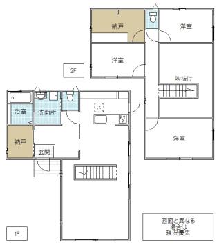 Floor plan. 16.8 million yen, 3LDK + S (storeroom), Land area 499.5 sq m , This floor plan full of airy with a building area of ​​112.58 sq m atrium
