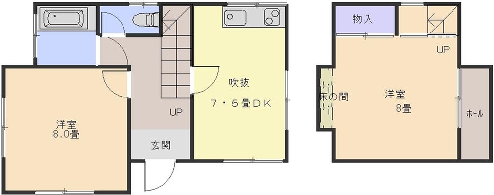 Floor plan. 3.88 million yen, 2DK, Land area 221.51 sq m , Building area 57.68 sq m