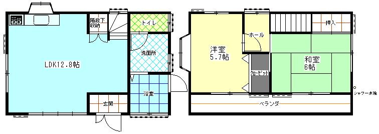 Floor plan. 6.2 million yen, 2LDK, Land area 163.4 sq m , Building area 59.61 sq m