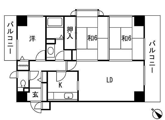 Floor plan. 3LDK, Price 4.8 million yen, Footprint 65.1 sq m , Is a good floor plan of the balcony area 12.5 sq m usability!