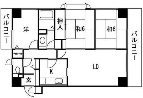 Floor plan. 3LDK, Price 4.8 million yen, Footprint 65.1 sq m , Balcony area 12.5 sq m