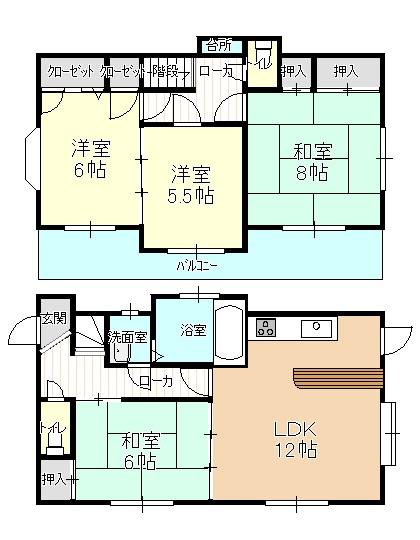 Floor plan. 6 million yen, 4LDK, Land area 220.55 sq m , Building area 96.1 sq m