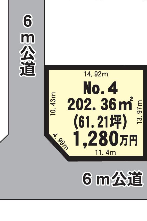 Compartment figure. Land price 12.8 million yen, Land area 202.36 sq m