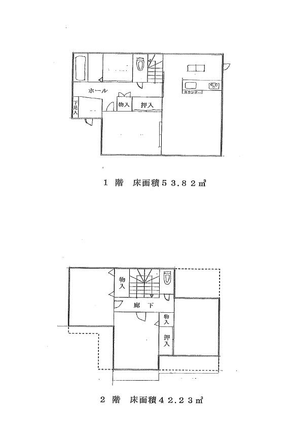 Floor plan. 12.8 million yen, 4LDK, Land area 221.34 sq m , It has become a floor plan of the building area 96.05 sq m 4LDK.  The first floor isese-style room 1 room + LDK Second floor, Western-style 2 room + Japanese-style room 1 room