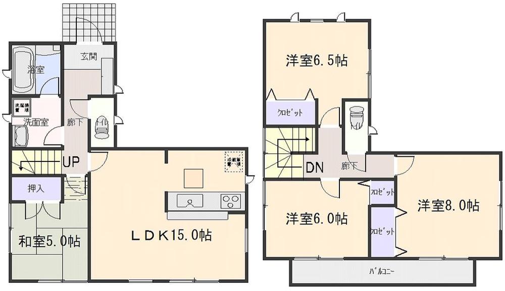 Floor plan. (Building 2), Price 18,800,000 yen, 4LDK, Land area 185.1 sq m , Building area 93.96 sq m
