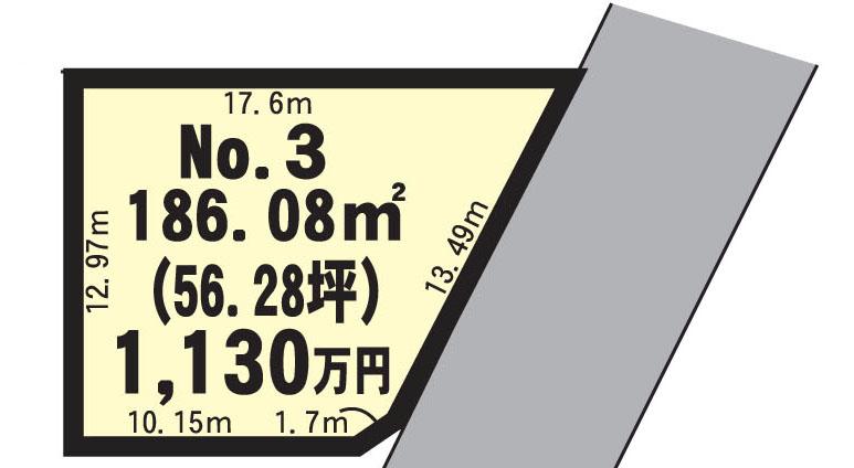 Compartment figure. Land price 11.3 million yen, Land area 186.08 sq m