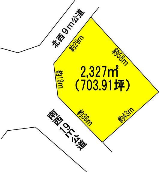 Compartment figure. Land price 12.5 million yen, Land area 2,327 sq m