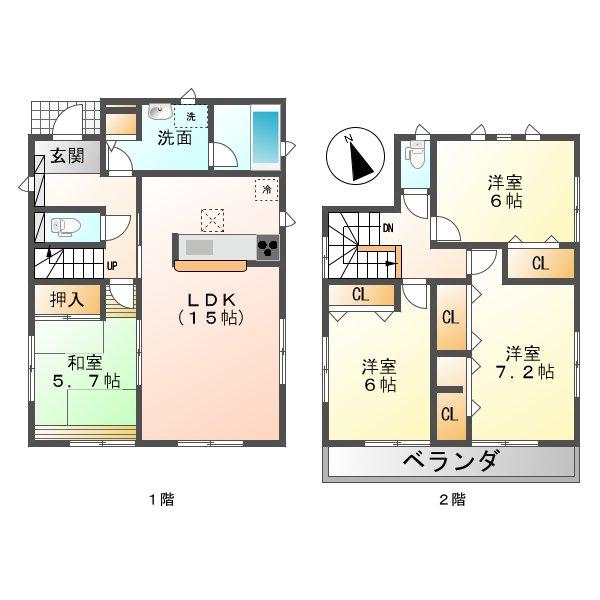 Floor plan. (1 Building), Price 20.8 million yen, 4LDK, Land area 183.14 sq m , Building area 96.38 sq m