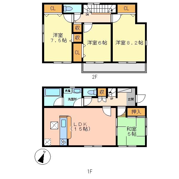 Floor plan. (1 Building), Price 14.5 million yen, 4LDK, Land area 242.21 sq m , Building area 98.01 sq m