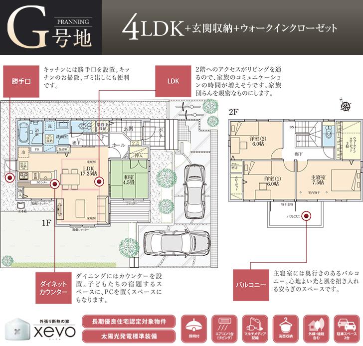 Floor plan.  [G No. land] [G No. land plan view]  ※ Plan and Exterior therefore are drawn with reference to the accompanying drawings ・ For planting, In fact and it may be slightly different.  Also, car ・ Furniture, etc. are not included in the price. 