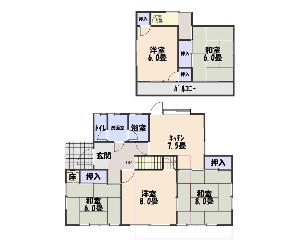 Floor plan. 8.8 million yen, 5DK, Land area 288.34 sq m , Building area 94.39 sq m