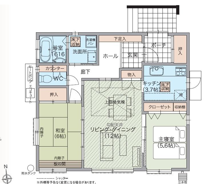 Floor plan. (Hitachi tasteful), Price 19.5 million yen, 2LDK, Land area 233.29 sq m , Building area 74.52 sq m