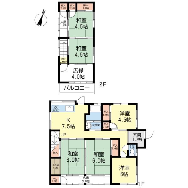 Floor plan. 5.5 million yen, 6DK, Land area 165.58 sq m , Building area 105.99 sq m