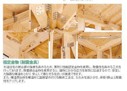 Other. In order to increase the strength of the junction of the wooden house, Use the performance certified hardware on key points, We do devised to improve the earthquake resistance. 