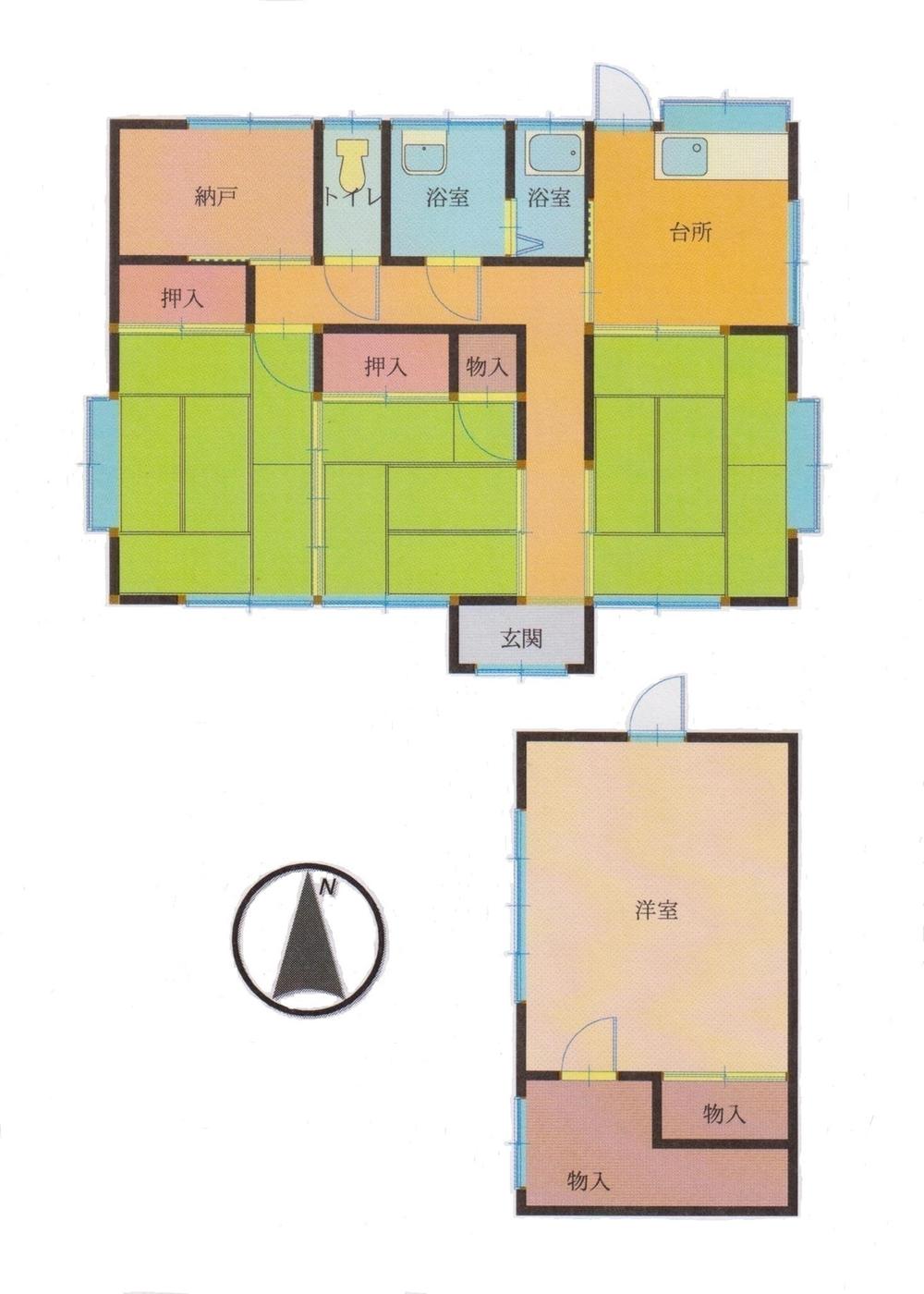 Floor plan. 8,280,000 yen, 3K + S (storeroom), Land area 598.71 sq m , Building area 60.71 sq m