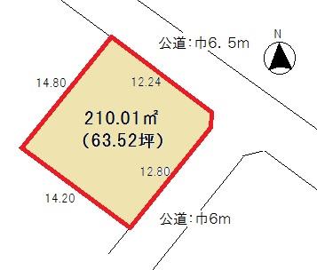 Compartment figure. Land price 4.5 million yen, Land area 210.01 sq m