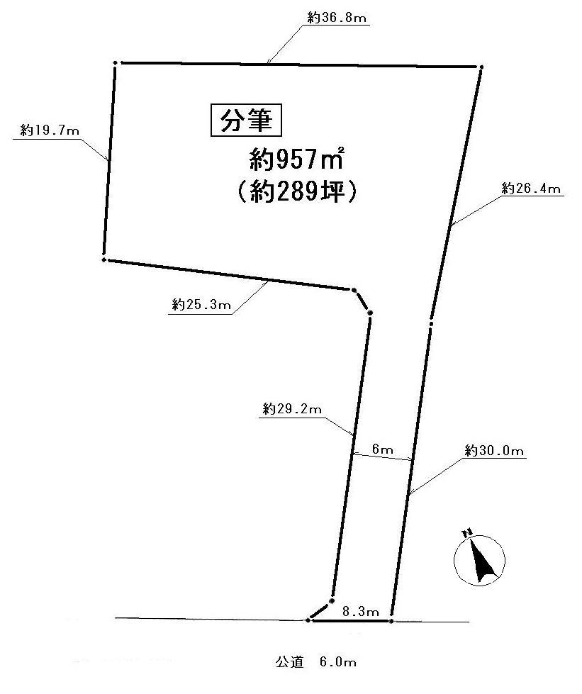 Compartment figure. Land price 23 million yen, Land area 957 sq m