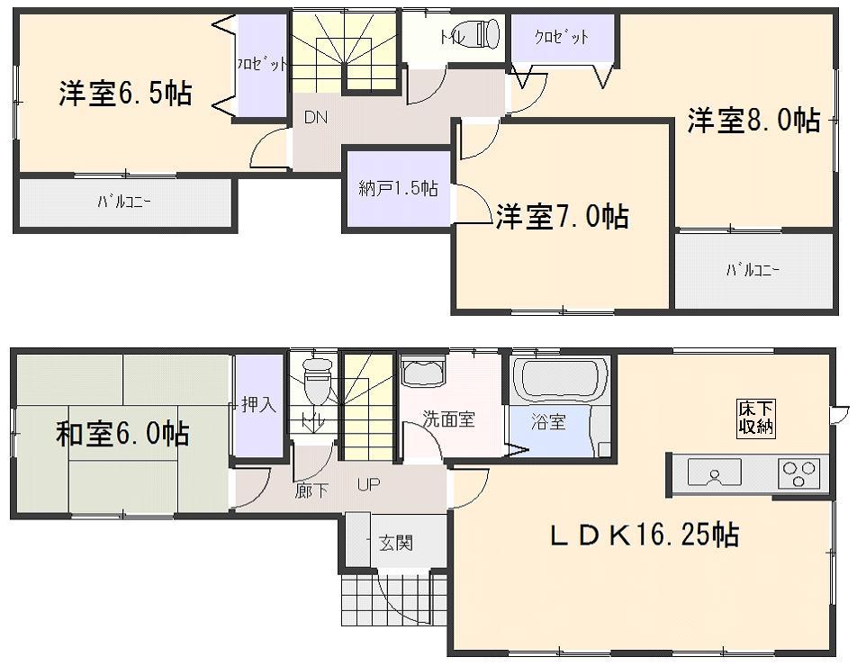Floor plan. (1 Building), Price 18,800,000 yen, 4LDK, Land area 178.14 sq m , Building area 103.09 sq m