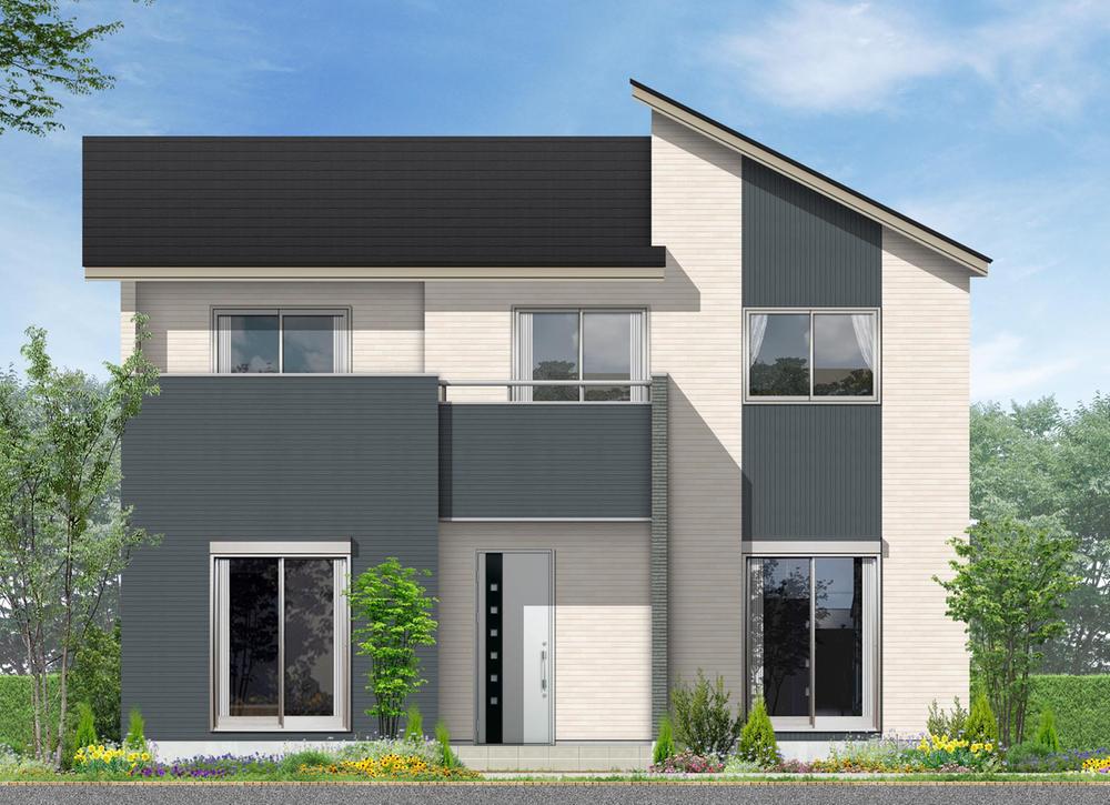 Family of petting in the living room stairs ◎ of house (12 Building) Rendering