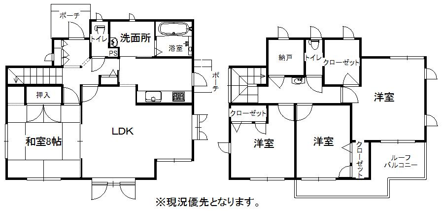 Floor plan. 18,800,000 yen, 4LDK + S (storeroom), Land area 183.11 sq m , Building area 113.95 sq m