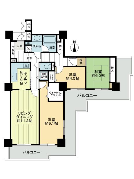 Floor plan. 3LDK, Price 18,800,000 yen, Footprint 87 sq m , Balcony area 25.55 sq m floor plan