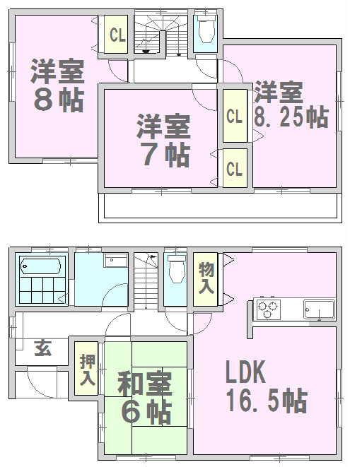 Floor plan. 19,800,000 yen, 4LDK, Land area 180 sq m , Building area 105.98 sq m
