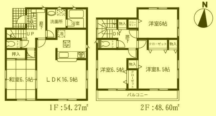 Floor plan. 22,800,000 yen, 4LDK, Land area 102.87 sq m , It is a building area of ​​102.87 sq m 1 Building. 