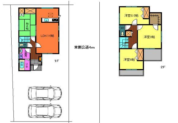 Floor plan. 19.5 million yen, 4LDK, Land area 151.68 sq m , Building area 105.16 sq m parking two Allowed ☆  It is grass garden