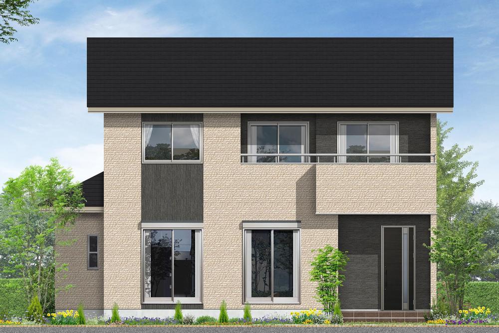 Rendering (appearance). A house with a happy Children's counter to the family (3 Building) Rendering