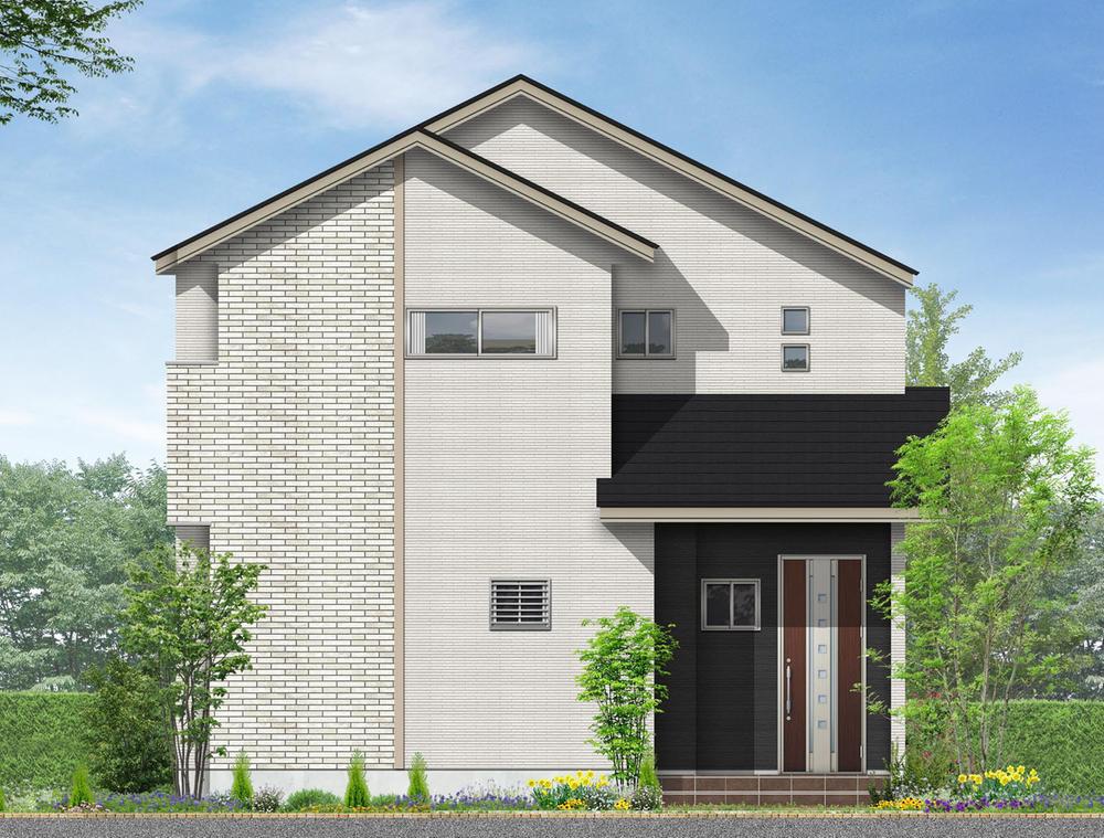 Rendering (appearance). A house with a colonnade entrance to the open feeling greet (6 Building) Rendering