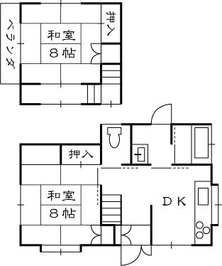 Floor plan. 6.3 million yen, 2DK, Land area 373.95 sq m , Building area 78 sq m floor plan