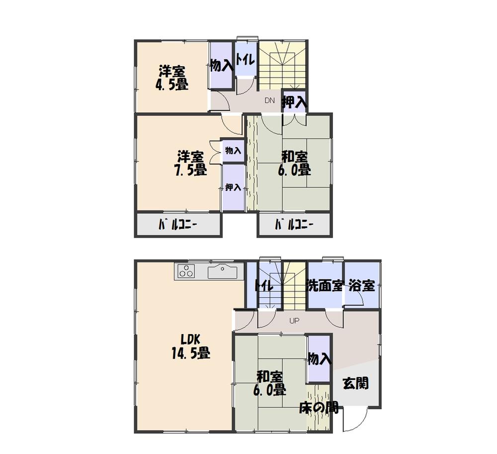 Floor plan. 8.8 million yen, 4LDK, Land area 196.54 sq m , For building area 100.19 sq m living and Japanese-style room has become a continuation, I think that it very easy to use is good. 