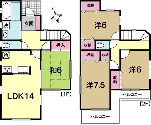 Floor plan. 15.4 million yen, 4LDK, Land area 144.62 sq m , Building area 100.39 sq m